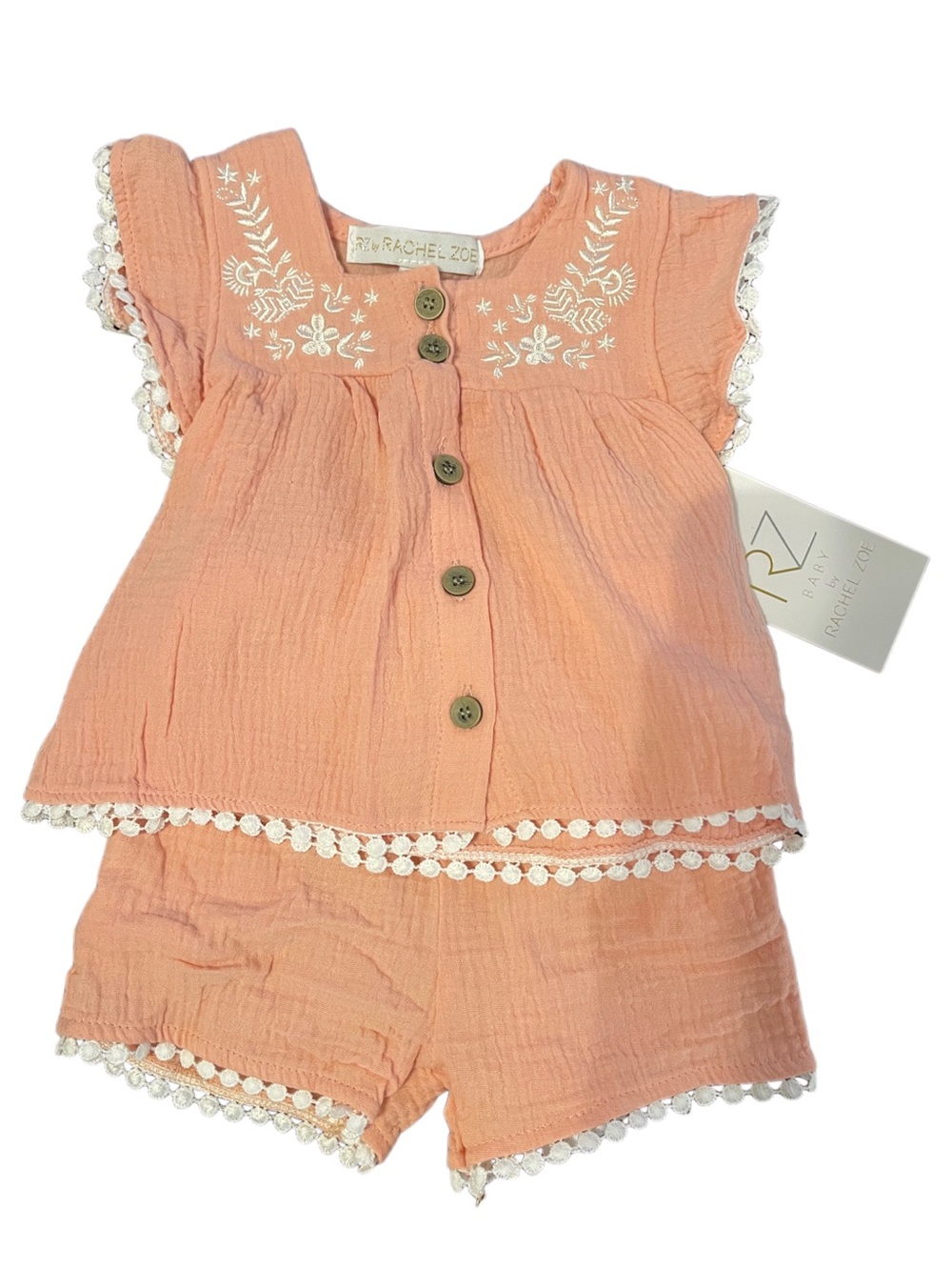 Rachel Zoe Peach Two-Piece Cotton Baby Set